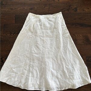 Talbots White Linen A-Line Midi Skirt size 10